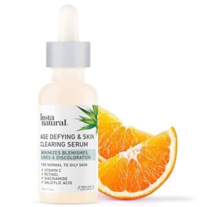 InstaNatural Vitamin C Anti Aging Skin Clearing Serum Wrinkle Cystic Acne Fine Line Pigmentation Pore Minimizer Dark Spot Corrector for Face Retinol Hyaluronic Salicylic Acid 1oz