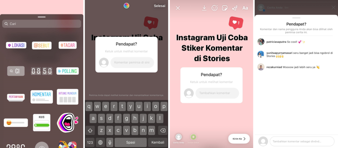 Instagram Uji Coba Stiker Komentar Di Stories